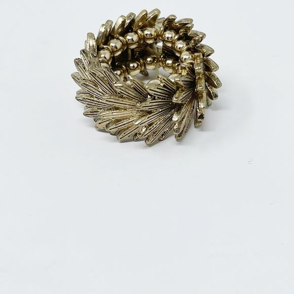 Brass Tone Elasticized Adjustable Statement Ring Fashion Costume Cocktail - Picture 4 of 6